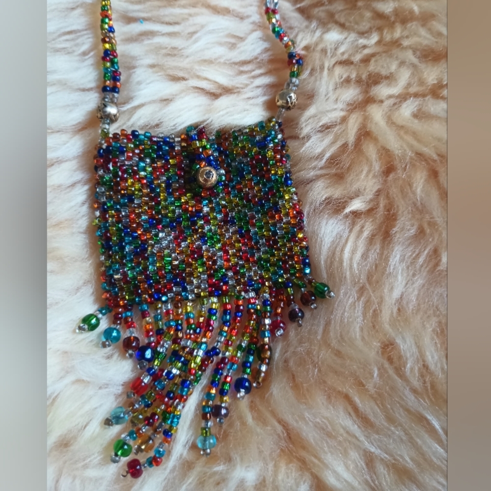 Multicolor Beaded Fringe Mini Bag